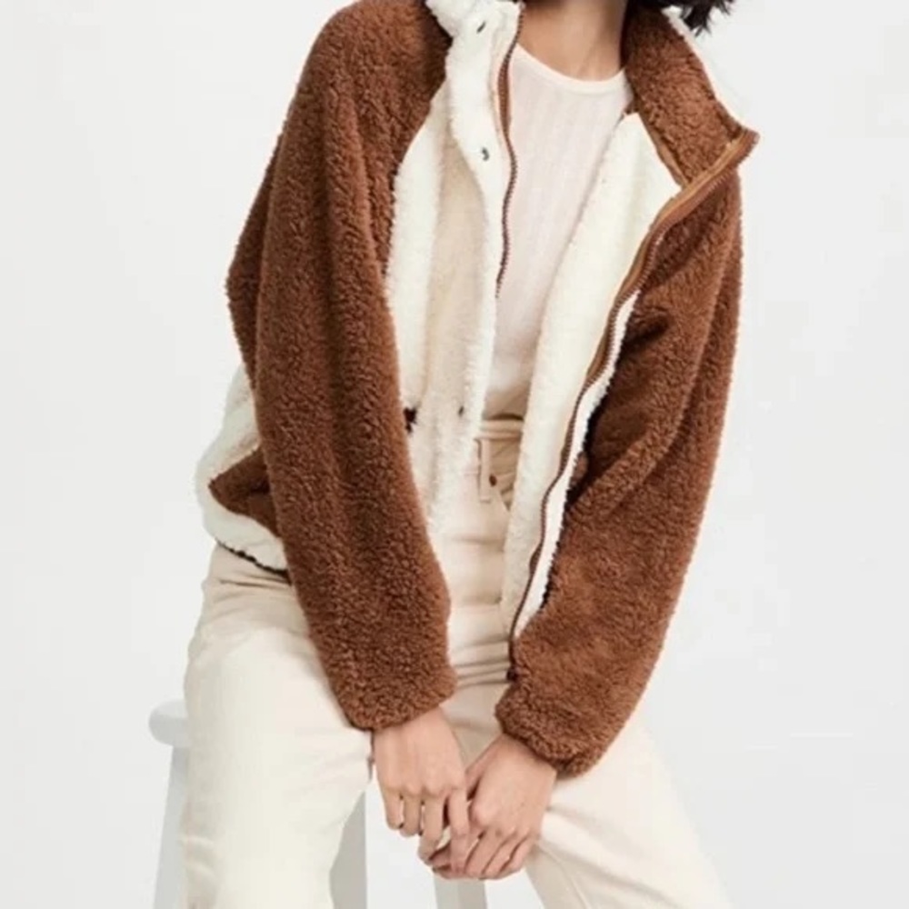 REVOLVE Plush Stay Warm & Cozy Teddy Sherpa Jacket | Tan/Ivory Medium